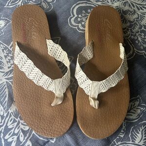Skechers Cream and Brown Sandals with Woven Straps